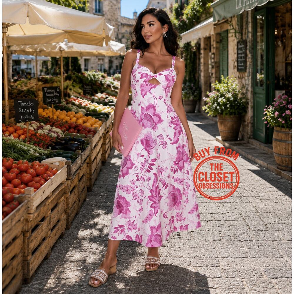 ZARA Pink Floral Embroidered Midi Dress NWT | Euro Summer Romantic Dress